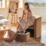 Sherpa Barrel Chair Accent Chair with Storage Ottoman Set