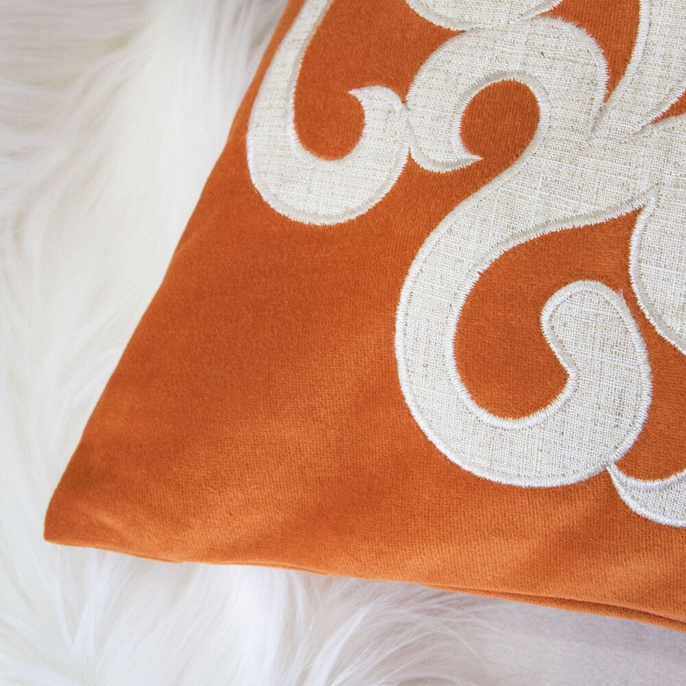 Shierly Applique Embroidery Velvet 20" Square Decorative Throw Pillow