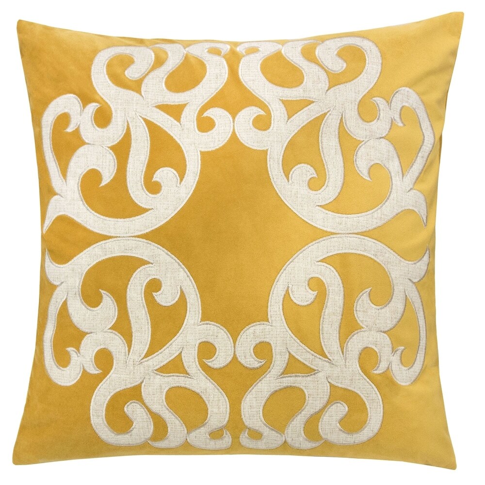 Shierly Applique Embroidery Velvet 20" Square Decorative Throw Pillow