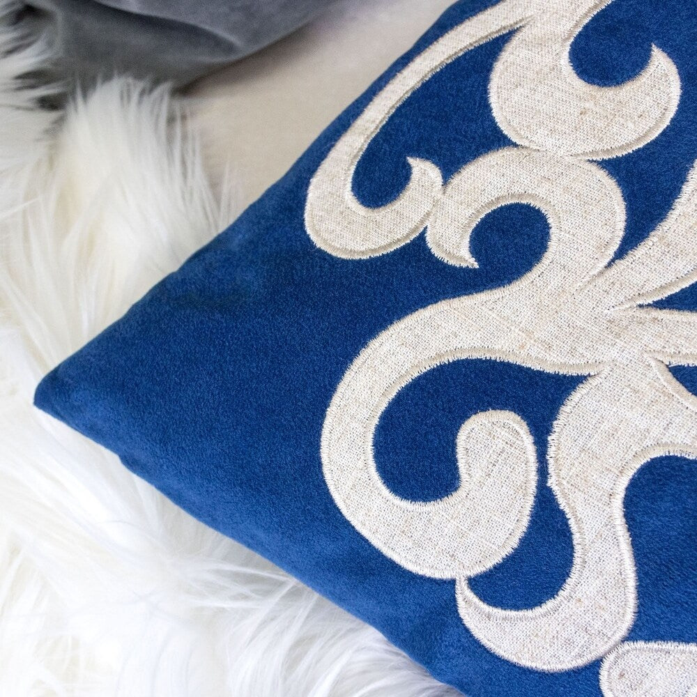 Shierly Applique Embroidery Velvet 20" Square Decorative Throw Pillow