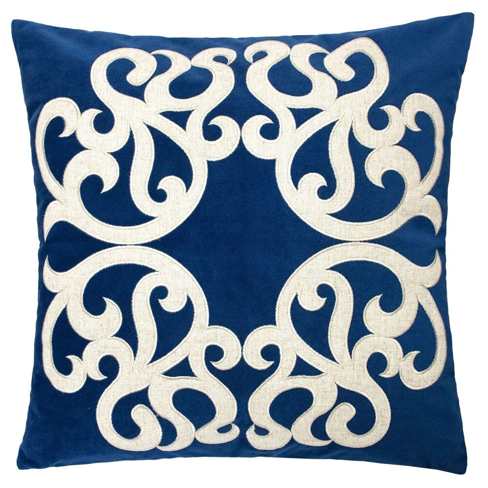 Shierly Applique Embroidery Velvet 20" Square Decorative Throw Pillow