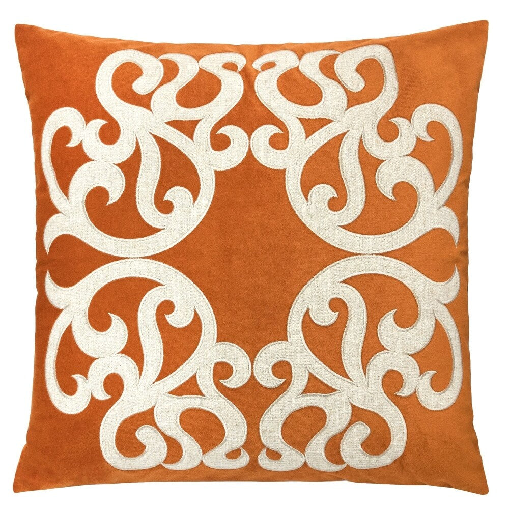 Shierly Applique Embroidery Velvet 20" Square Decorative Throw Pillow