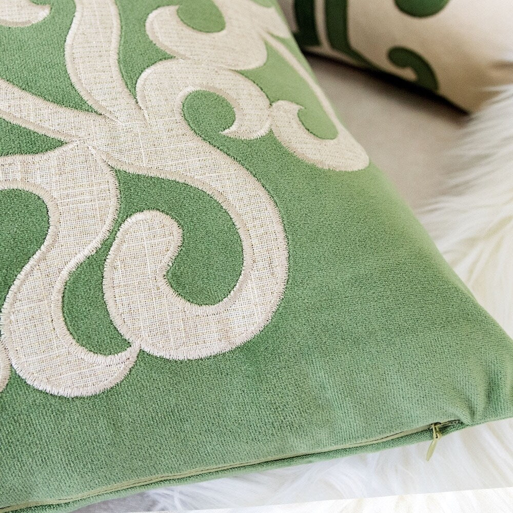 Shierly Applique Embroidery Velvet 20" Square Decorative Throw Pillow