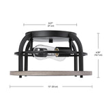 Shilah 2-Light Matte Black Flush Mount Ceiling Light with Faux Wood Accents - one size