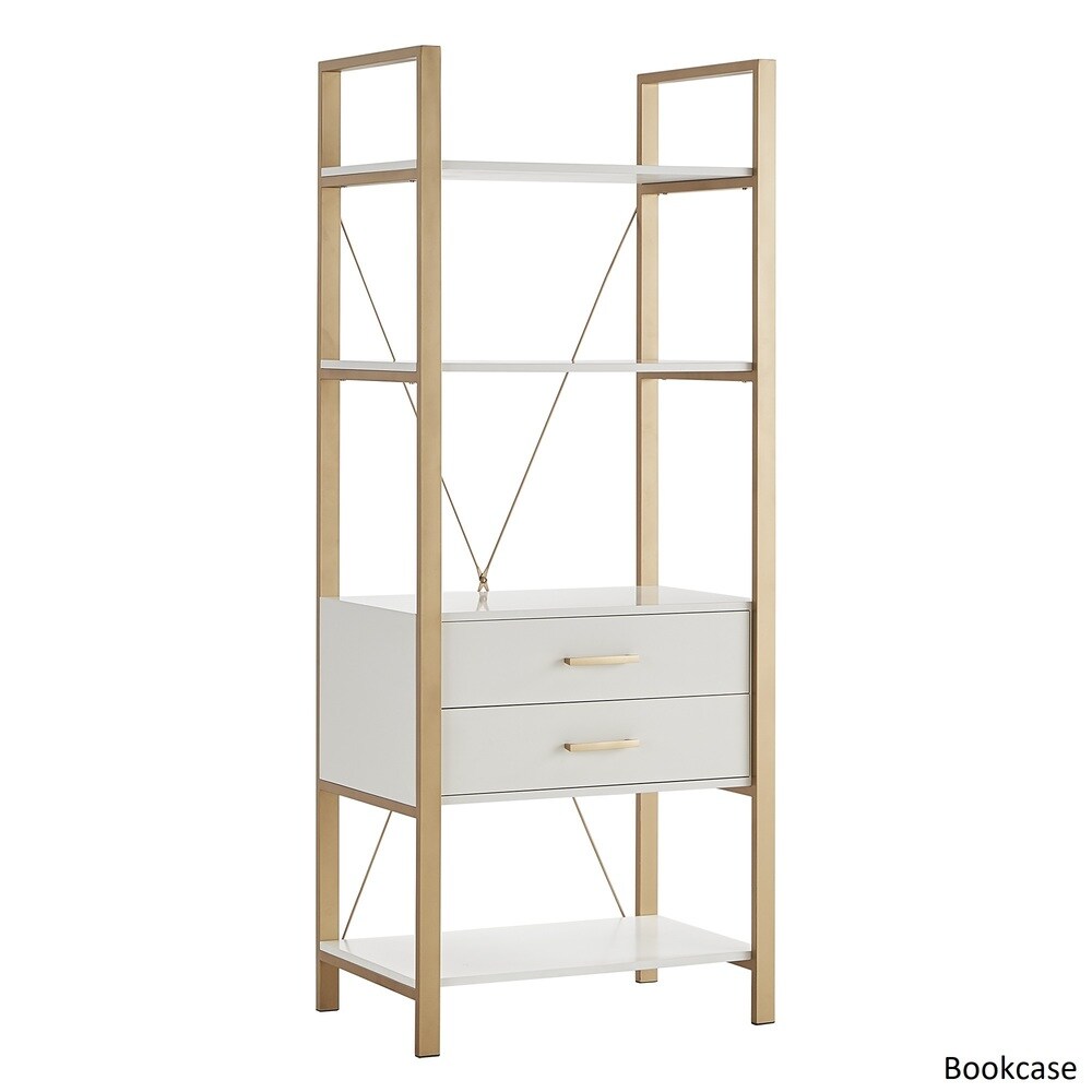 Shiloh Contemporary White and Gold Entertainment Center by iNSPIRE Q Bold