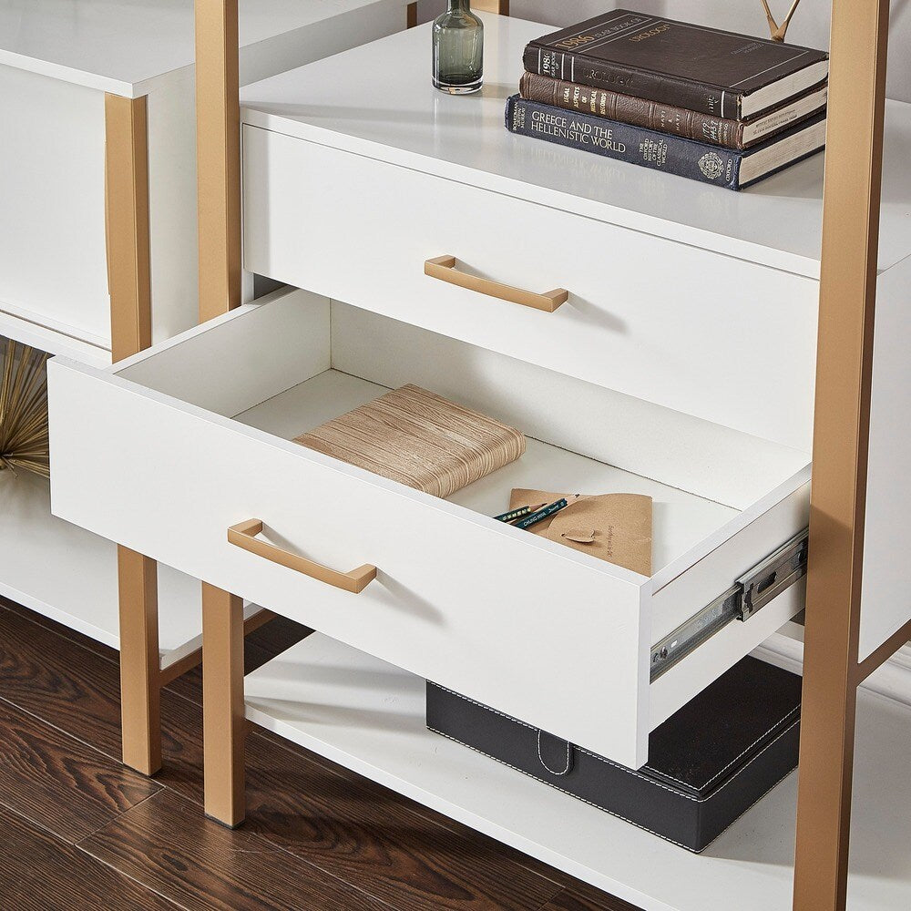 Shiloh Contemporary White and Gold Entertainment Center by iNSPIRE Q Bold