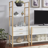 Shiloh Contemporary White and Gold Entertainment Center by iNSPIRE Q Bold