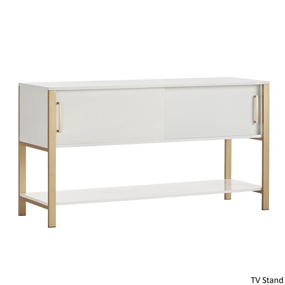 Shiloh Contemporary White and Gold Entertainment Center by iNSPIRE Q Bold