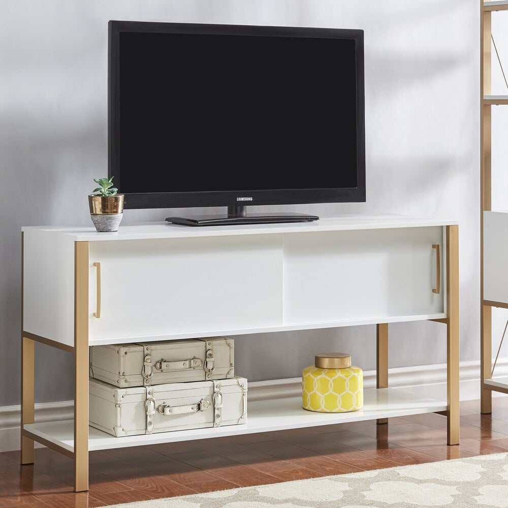 Shiloh Contemporary White and Gold Entertainment Center by iNSPIRE Q Bold