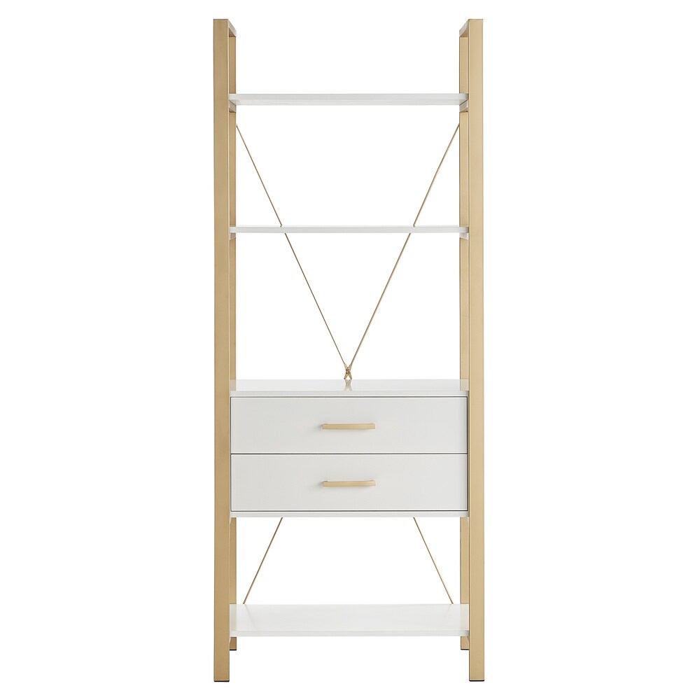 Shiloh Contemporary White and Gold Entertainment Center by iNSPIRE Q Bold