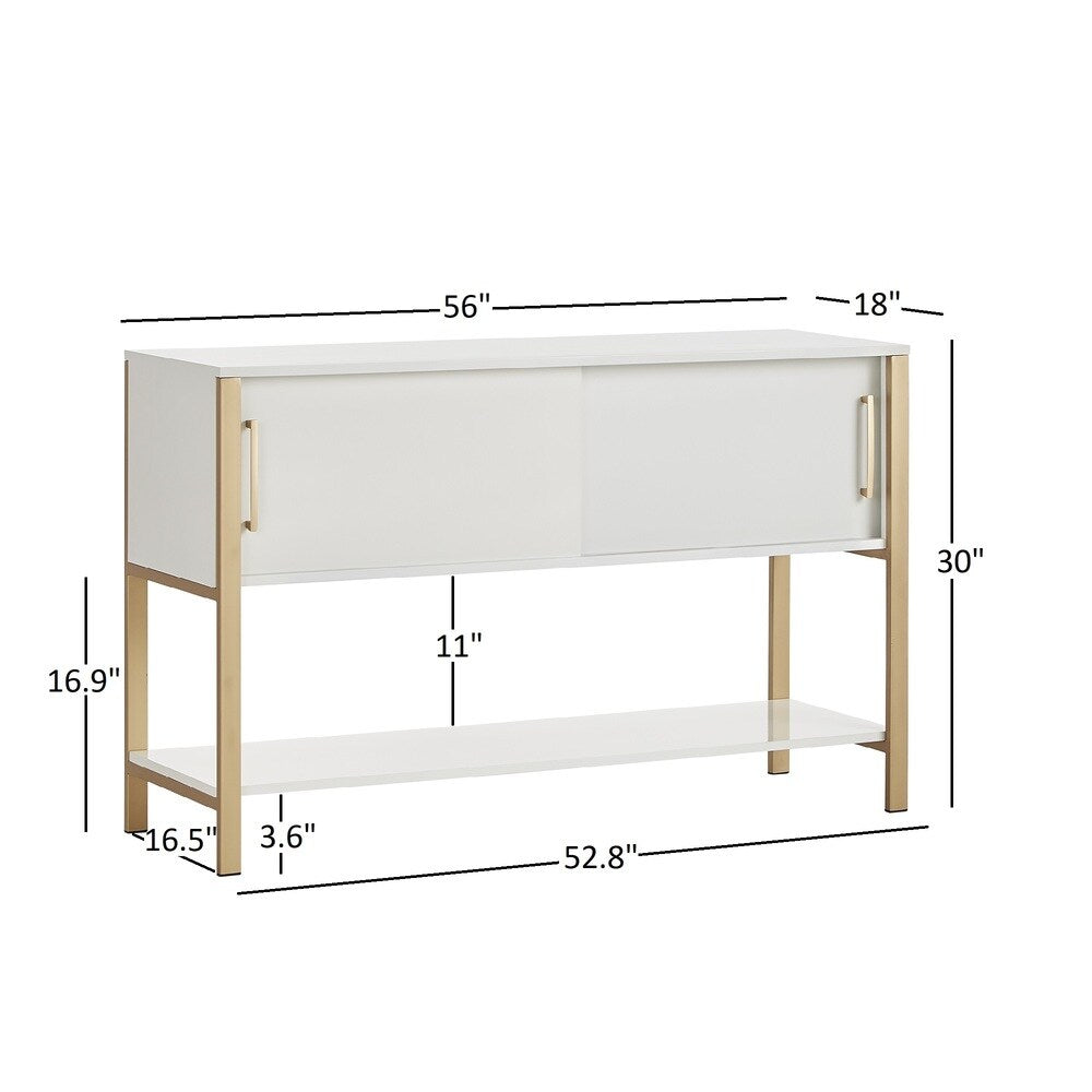 Shiloh Contemporary White and Gold Entertainment Center by iNSPIRE Q Bold