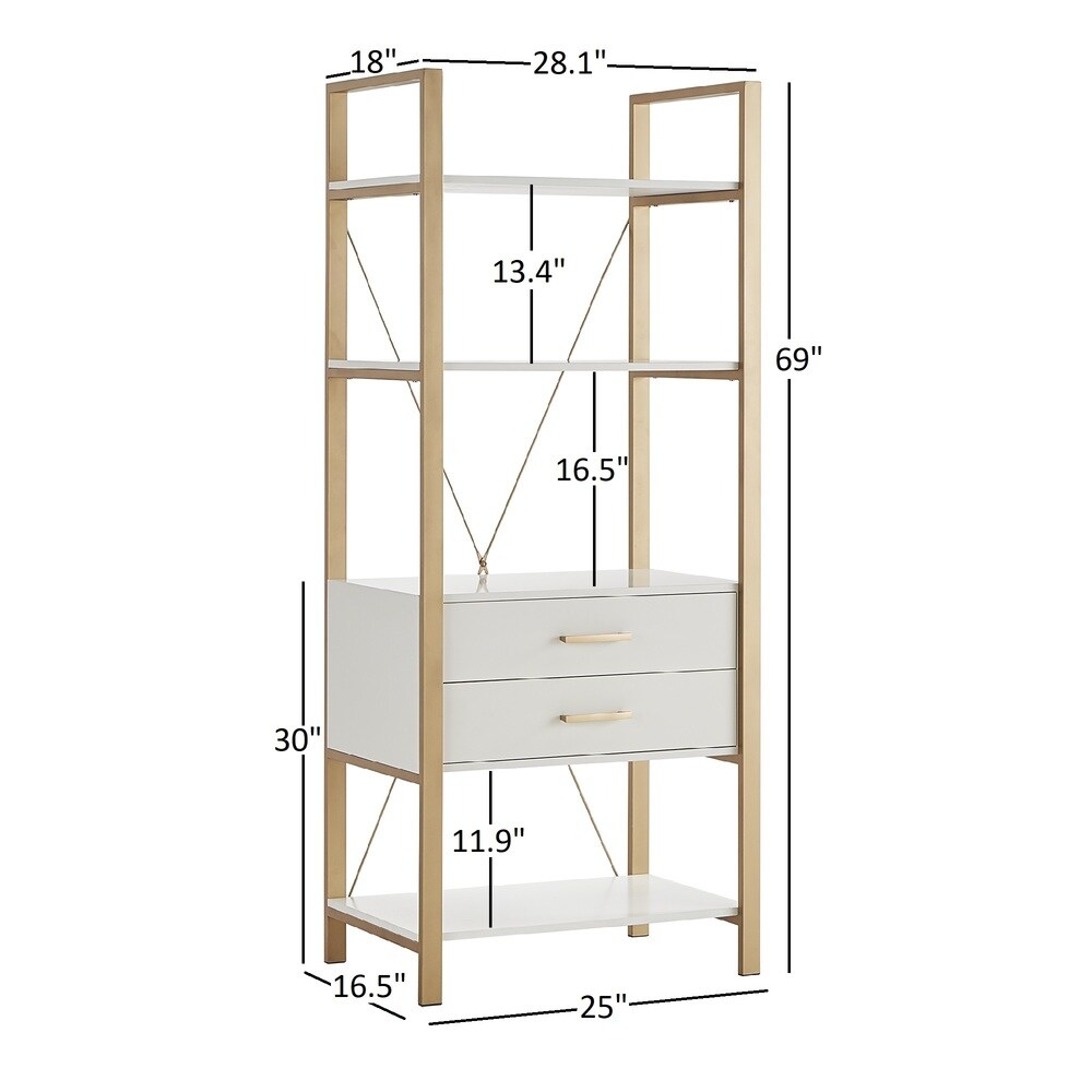 Shiloh Contemporary White and Gold Entertainment Center by iNSPIRE Q Bold