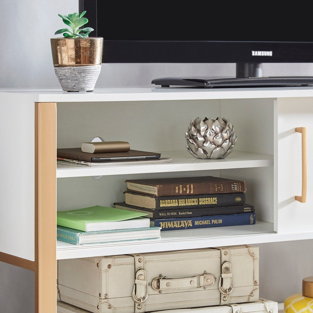 Shiloh Contemporary White and Gold Entertainment Center by iNSPIRE Q Bold