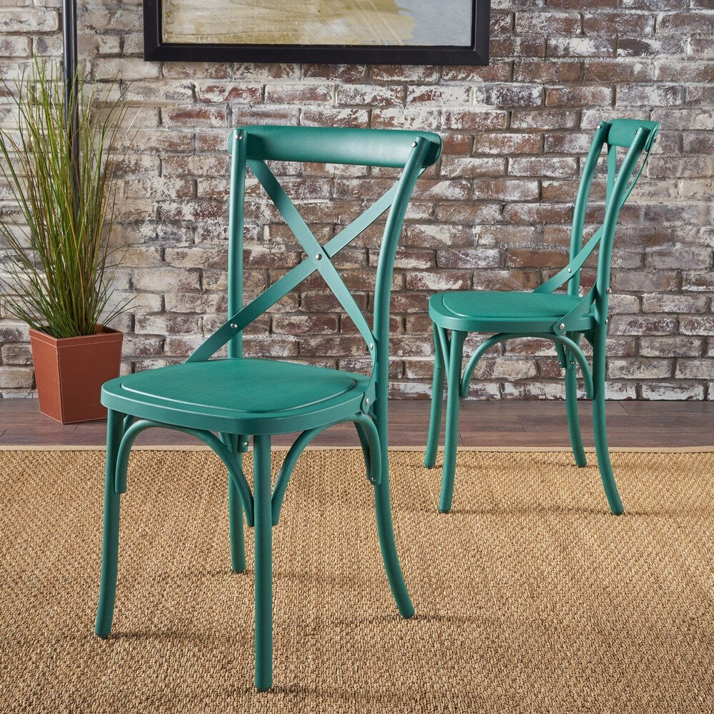 ShilohFarmhouse Plastic Nylon Dining Chairs (Set of 2) by Christopher Knight Home