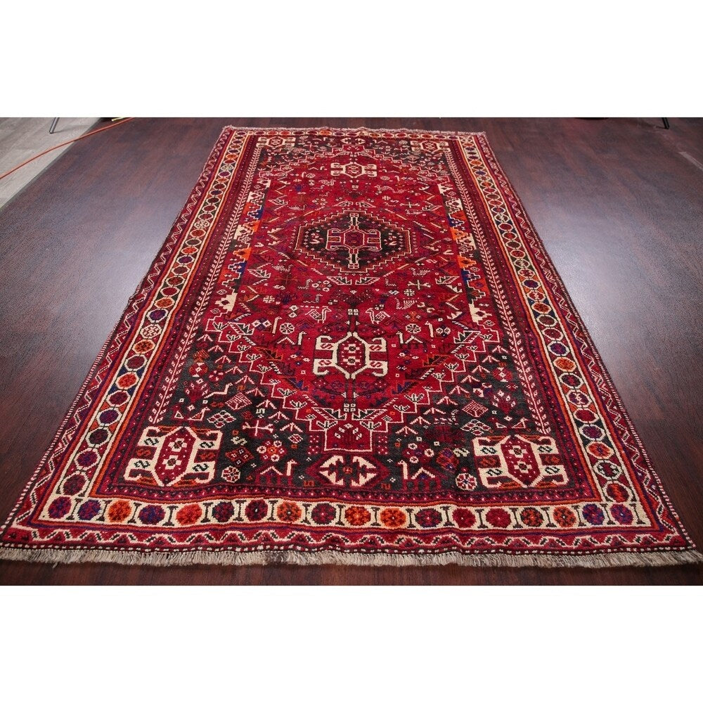 Shiraz Oriental Traditional Hand Knotted Wool Persian Area Rug - 8'9" x 5'5"