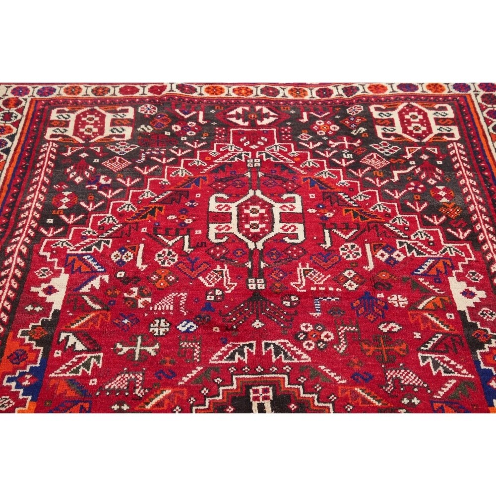 Shiraz Oriental Traditional Hand Knotted Wool Persian Area Rug - 8'9" x 5'5"