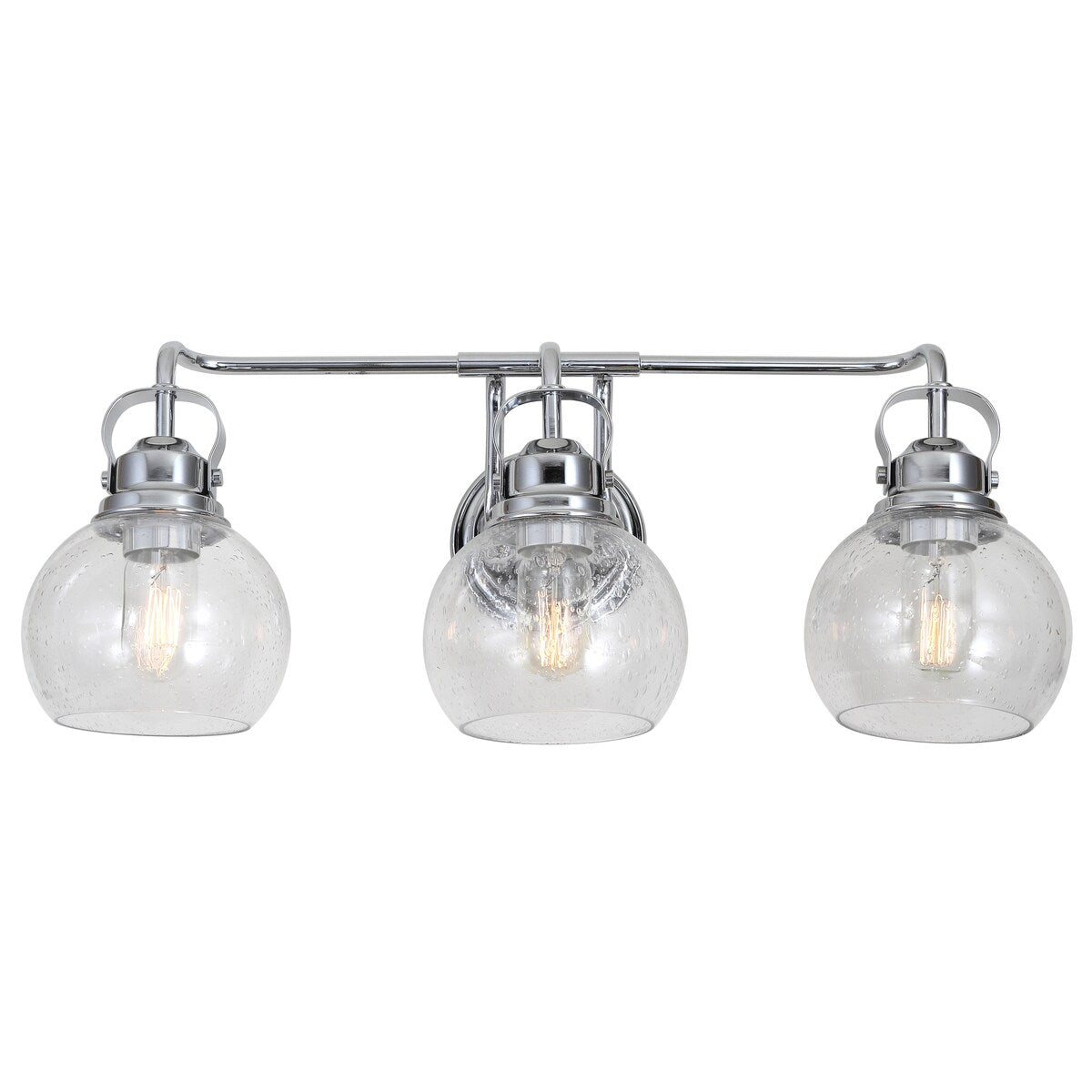 Shirley 24" 3-light Metal/ Bubbled Glass Vanity Light, Chrome by JONATHAN Y