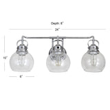 Shirley 24" 3-light Metal/ Bubbled Glass Vanity Light, Chrome by JONATHAN Y