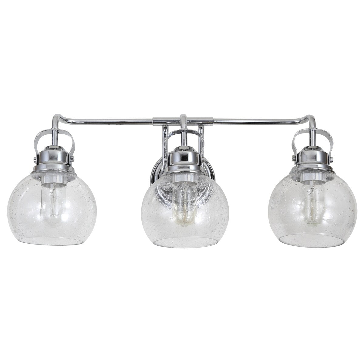 Shirley 24" 3-light Metal/ Bubbled Glass Vanity Light, Chrome by JONATHAN Y