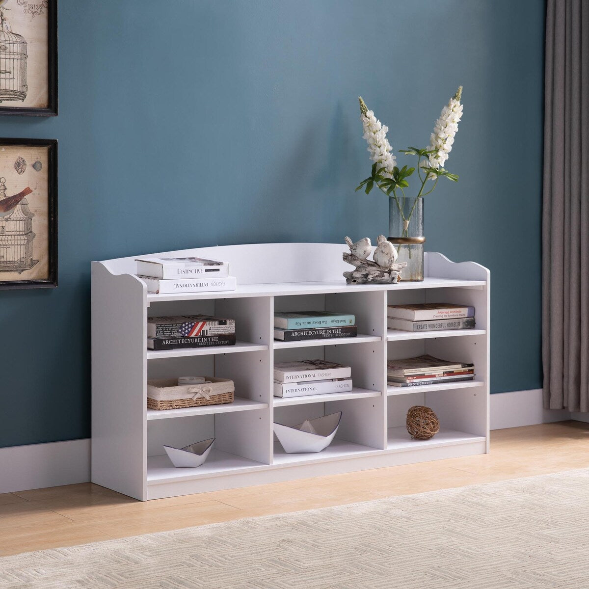 Shoe Bench with 9 Shelves