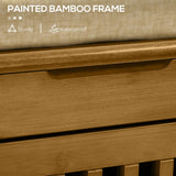 Shoe Bench with Storage Cabinets, Bamboo Entryway Bench with Seating Cushion, 3 Doors, Side Rack and Hidden Compartment