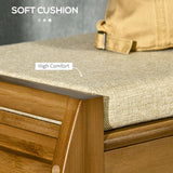 Shoe Bench with Storage Cabinets, Bamboo Entryway Bench with Seating Cushion, 3 Doors, Side Rack and Hidden Compartment