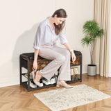 Shoe Bench, 3 Tier Entryway Bench, Shoe Storage Bench with Padded Seating & Drawers, 35.5" Metal Entryway Foyer Hallway Bench