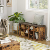 Shoe Bench, Entryway Storage Bench with Drawer and 11 Cubbies, Cubby Shoe Rack with Adjustable Shelves, Shoe Organizer Cabinet
