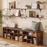 Shoe Bench, Entryway Storage Bench with Drawer and 11 Cubbies, Cubby Shoe Rack with Adjustable Shelves, Shoe Organizer Cabinet