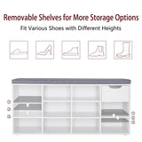 Shoe Bench, Entryway Storage Bench with Drawer and 11 Cubbies, Cubby Shoe Rack with Adjustable Shelves, Shoe Organizer Cabinet