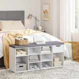 Shoe Bench, Entryway Storage Bench with Drawer and 11 Cubbies, Cubby Shoe Rack with Adjustable Shelves, Shoe Organizer Cabinet