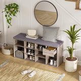 Shoe Bench, Entryway Storage Bench with Drawer and 11 Cubbies, Cubby Shoe Rack with Adjustable Shelves, Shoe Organizer Cabinet