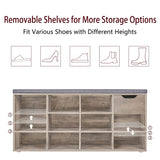 Shoe Bench, Entryway Storage Bench with Drawer and 11 Cubbies, Cubby Shoe Rack with Adjustable Shelves, Shoe Organizer Cabinet