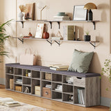 Shoe Bench, Entryway Storage Bench with Drawer and 11 Cubbies, Cubby Shoe Rack with Adjustable Shelves, Shoe Organizer Cabinet