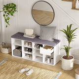Shoe Bench, Entryway Storage Bench with Drawer and 11 Cubbies, Cubby Shoe Rack with Adjustable Shelves, Shoe Organizer Cabinet