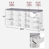 Shoe Bench, Entryway Storage Bench with Drawer and 11 Cubbies, Cubby Shoe Rack with Adjustable Shelves, Shoe Organizer Cabinet