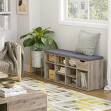 Shoe Bench, Entryway Storage Bench with Drawer and 11 Cubbies, Cubby Shoe Rack with Adjustable Shelves, Shoe Organizer Cabinet