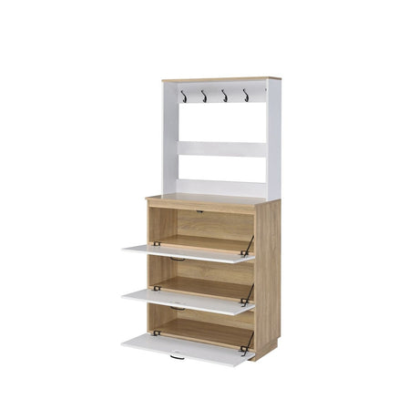 Shoe Cabinet With 3 Storage Drawers And 10 Metal Hooks