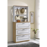 Shoe Cabinet With 3 Storage Drawers And 10 Metal Hooks