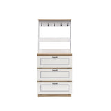 Shoe Cabinet With 3 Storage Drawers And 10 Metal Hooks