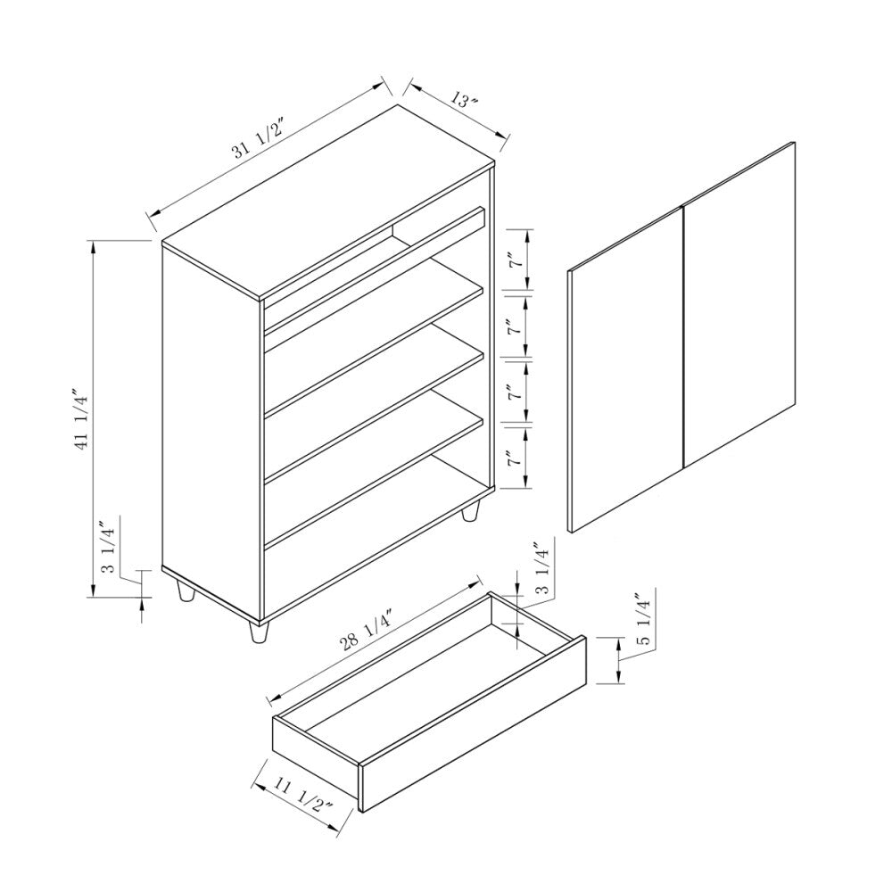 Shoe Cabinet With One drawer And Four shelves
