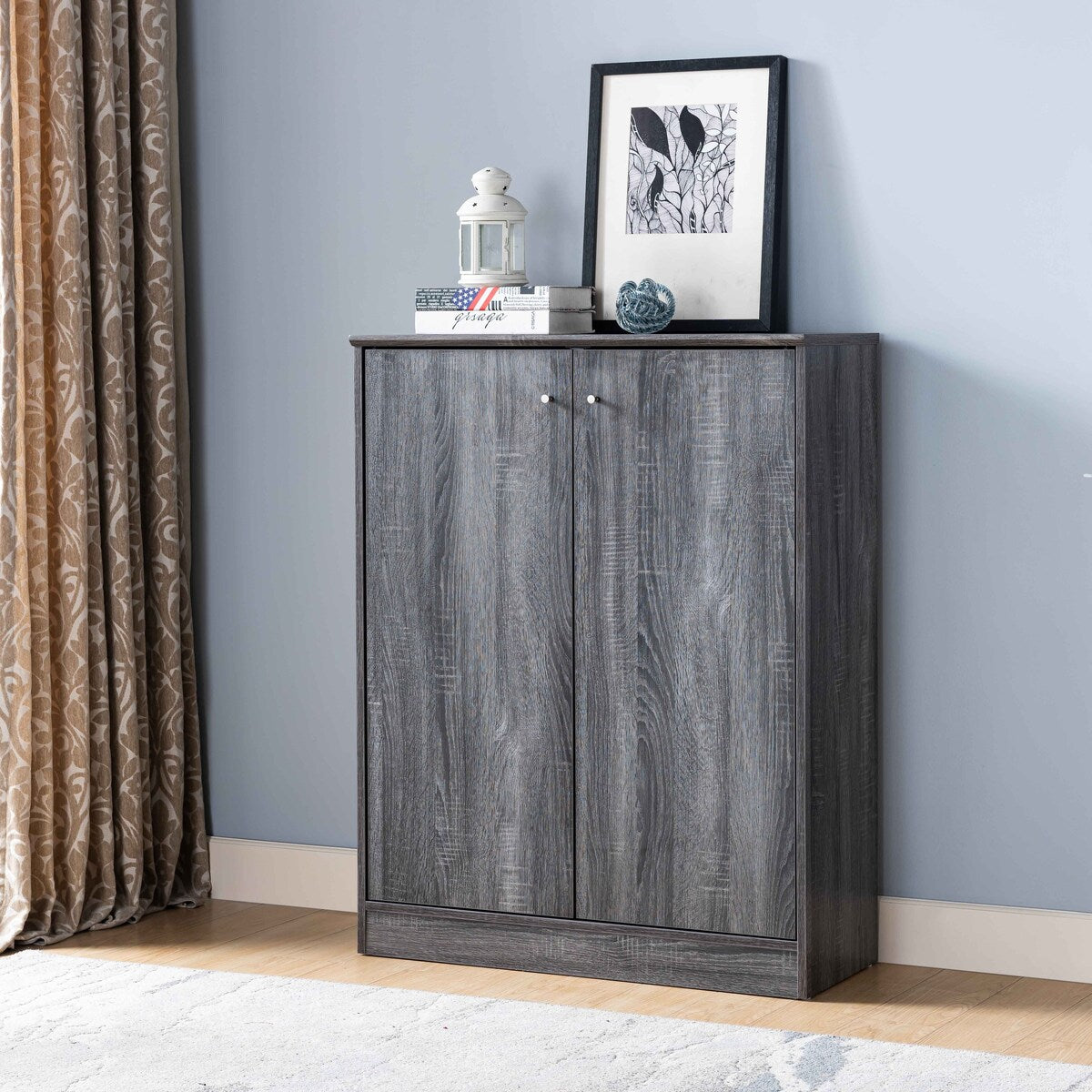 Shoe Cabinet With Two Doors And Five Shelves