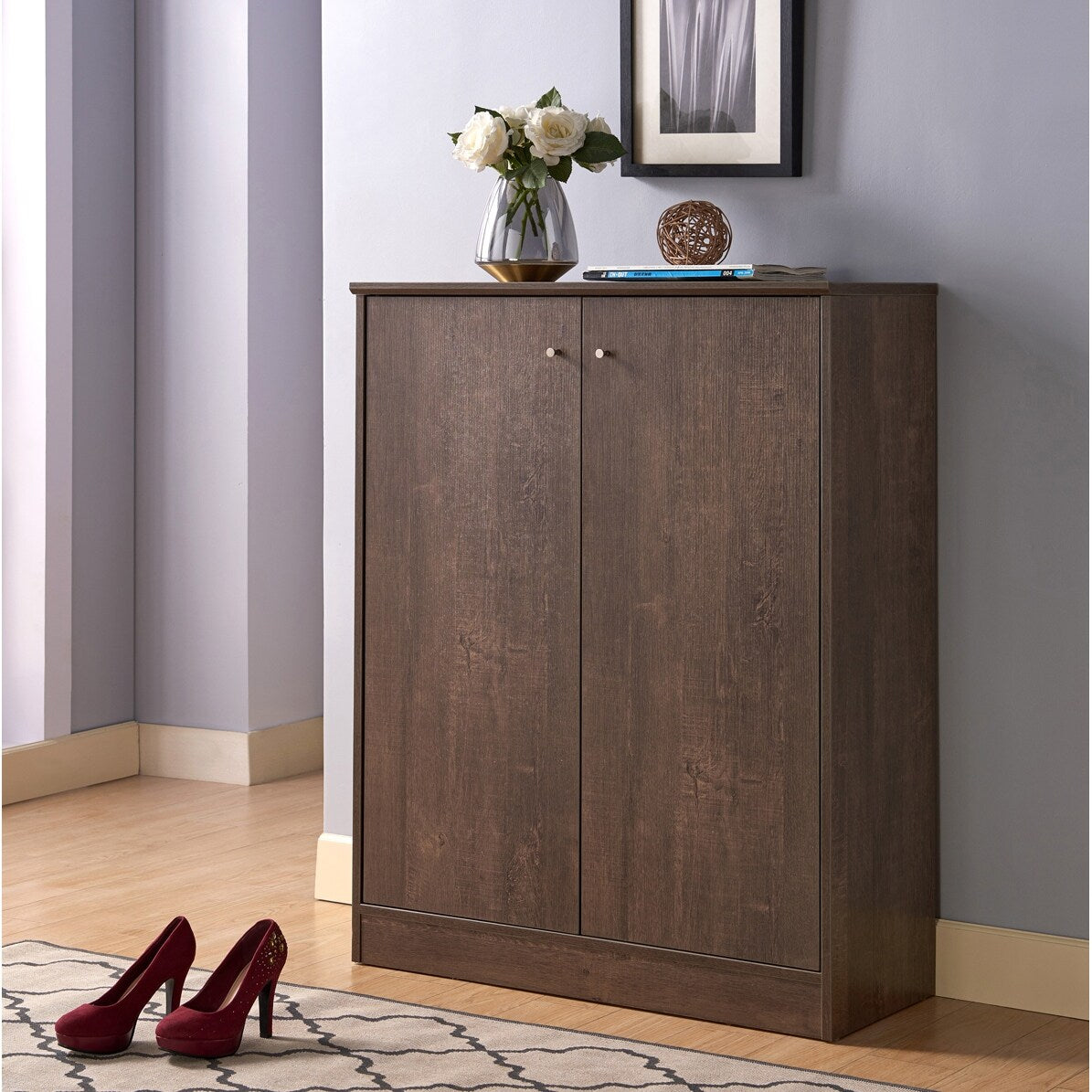 Shoe Cabinet With Two Doors And Five Shelves