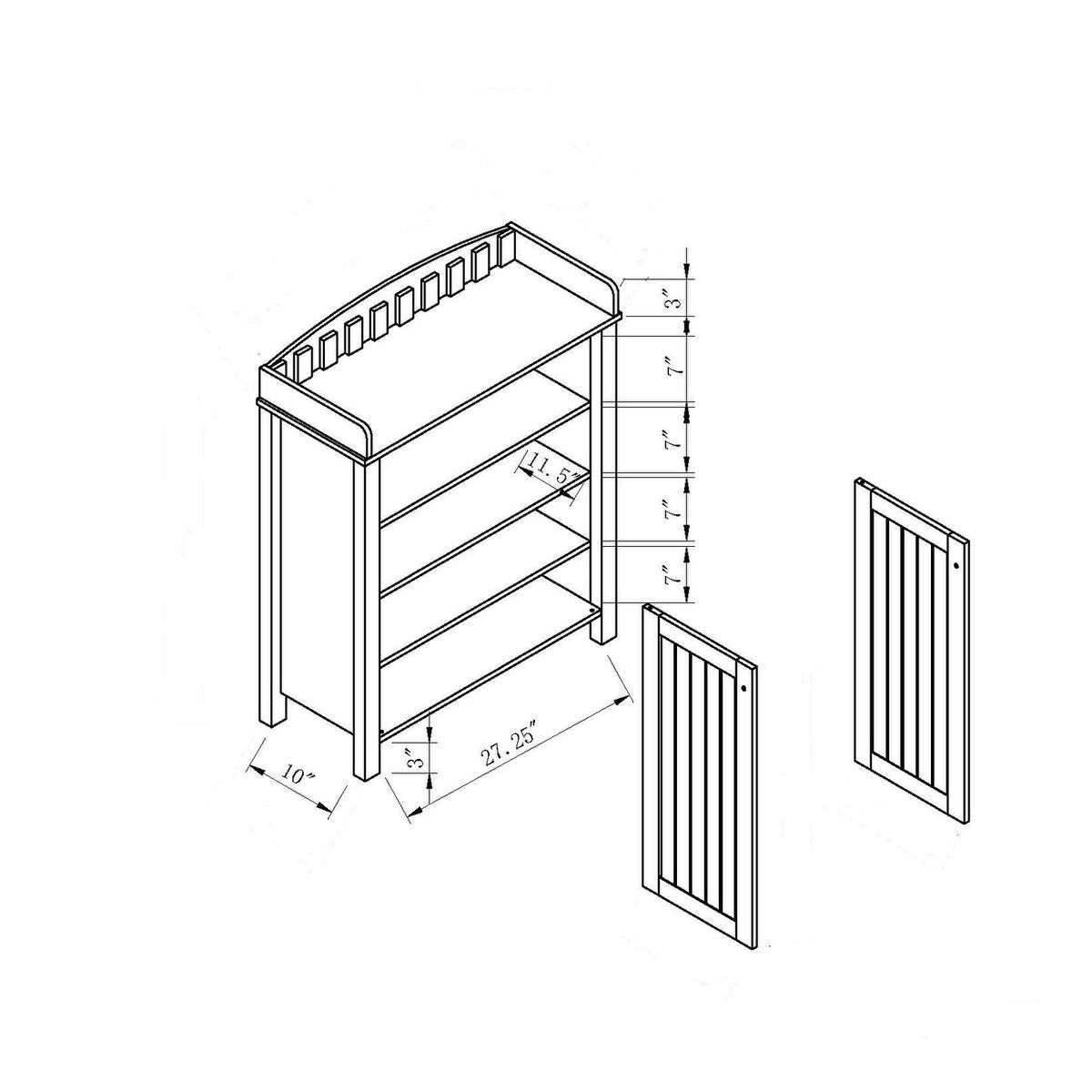 Shoe Cabinet With Two Doors And Four Shelves