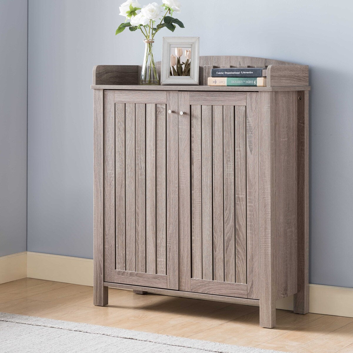 Shoe Cabinet With Two Doors And Four Shelves