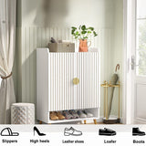 Shoe Cabinet with Doors, Shoe Storage Cabinet with Adjustable Shelves, Wooden Shoes Rack Shoe Storage Organizer