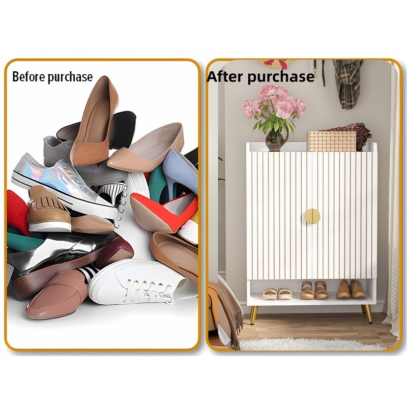 Shoe Cabinet with Doors, Shoe Storage Cabinet with Adjustable Shelves, Wooden Shoes Rack Shoe Storage Organizer