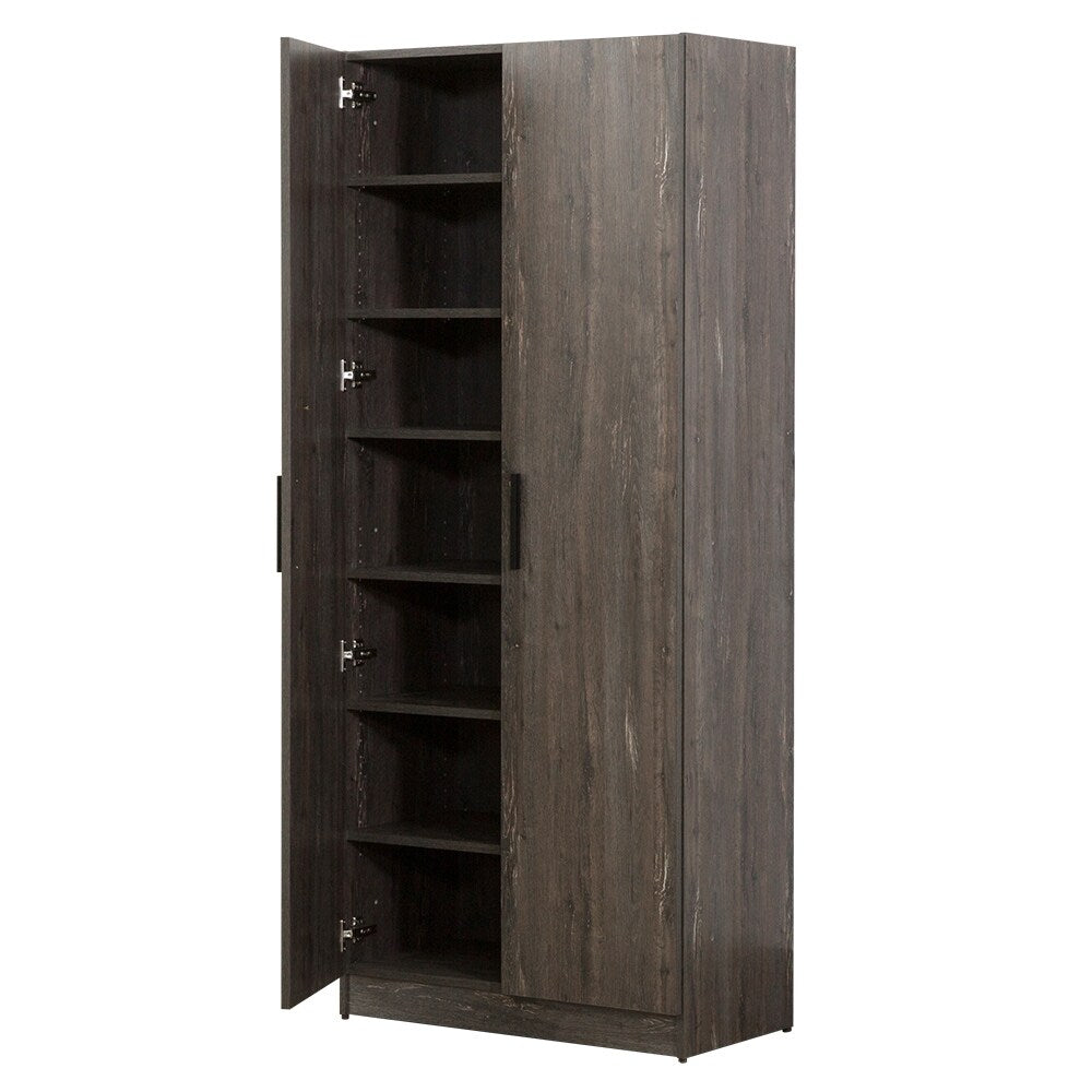 Shoe Cabinet with Six Shelves in Rustic Gray