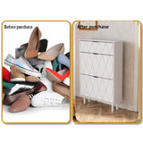 Shoe Cabinet, Tipping Bucket Shoes Storage Cabinet with 3 Flip Drawers, Modern Shoes Organizer
