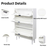 Shoe Cabinet, Tipping Bucket Shoes Storage Cabinet with 3 Flip Drawers, Modern Shoes Organizer